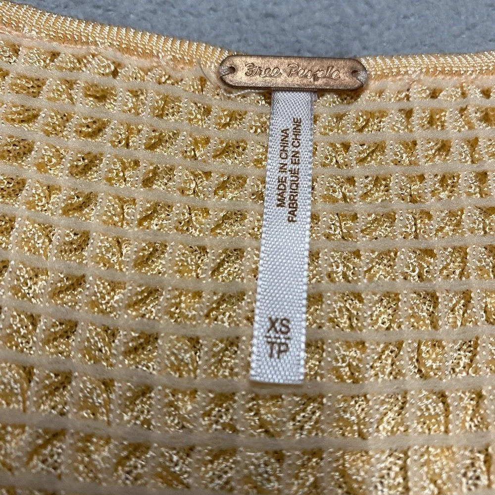 Free‎ People Pucker Up Cardigan XS Peach Orange Crinkle Y2K Top Beach Festival